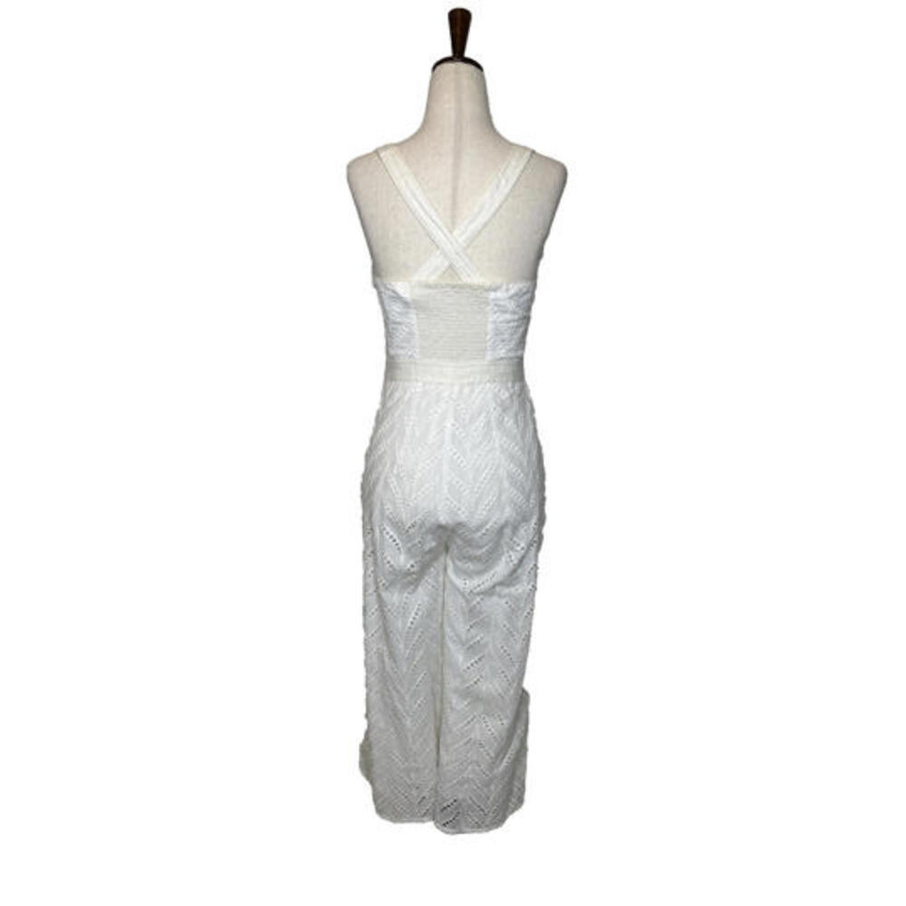 Anthropologie Ett:twa Womens Size 2 Alice Eyelet Jumpsuit White Ivory Crop Lined - Picture 4 of 9